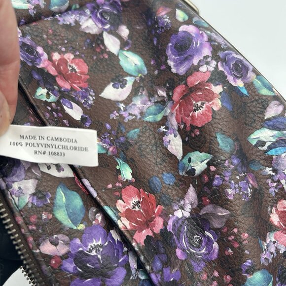 ROSETTI Crossbody Purse Brown Floral Vinyl Adjustable Strap Pockets 9.5"x7.5" - Picture 7 of 12